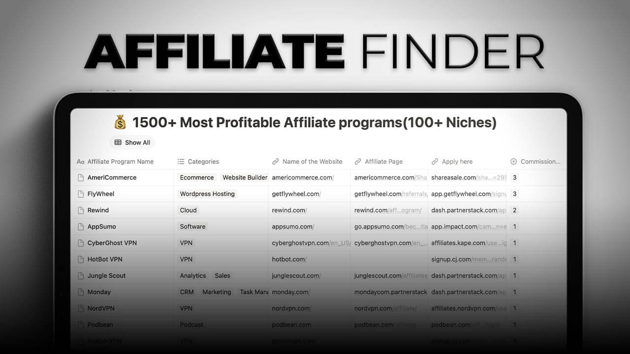 Affiliate Finder - Top high paying affiliate program list